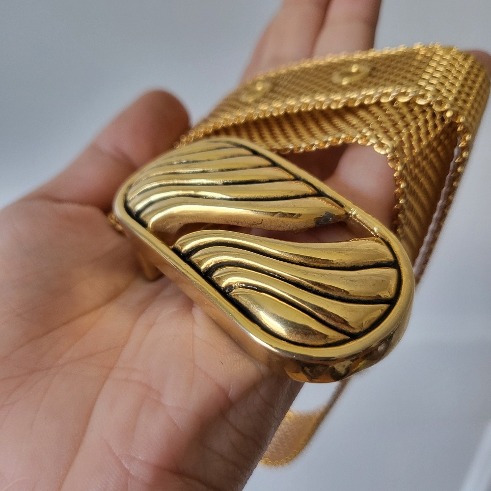 Vintage Vicenza Gold Toned Metal Mesh Belt #1210 - Picture 2 of 5